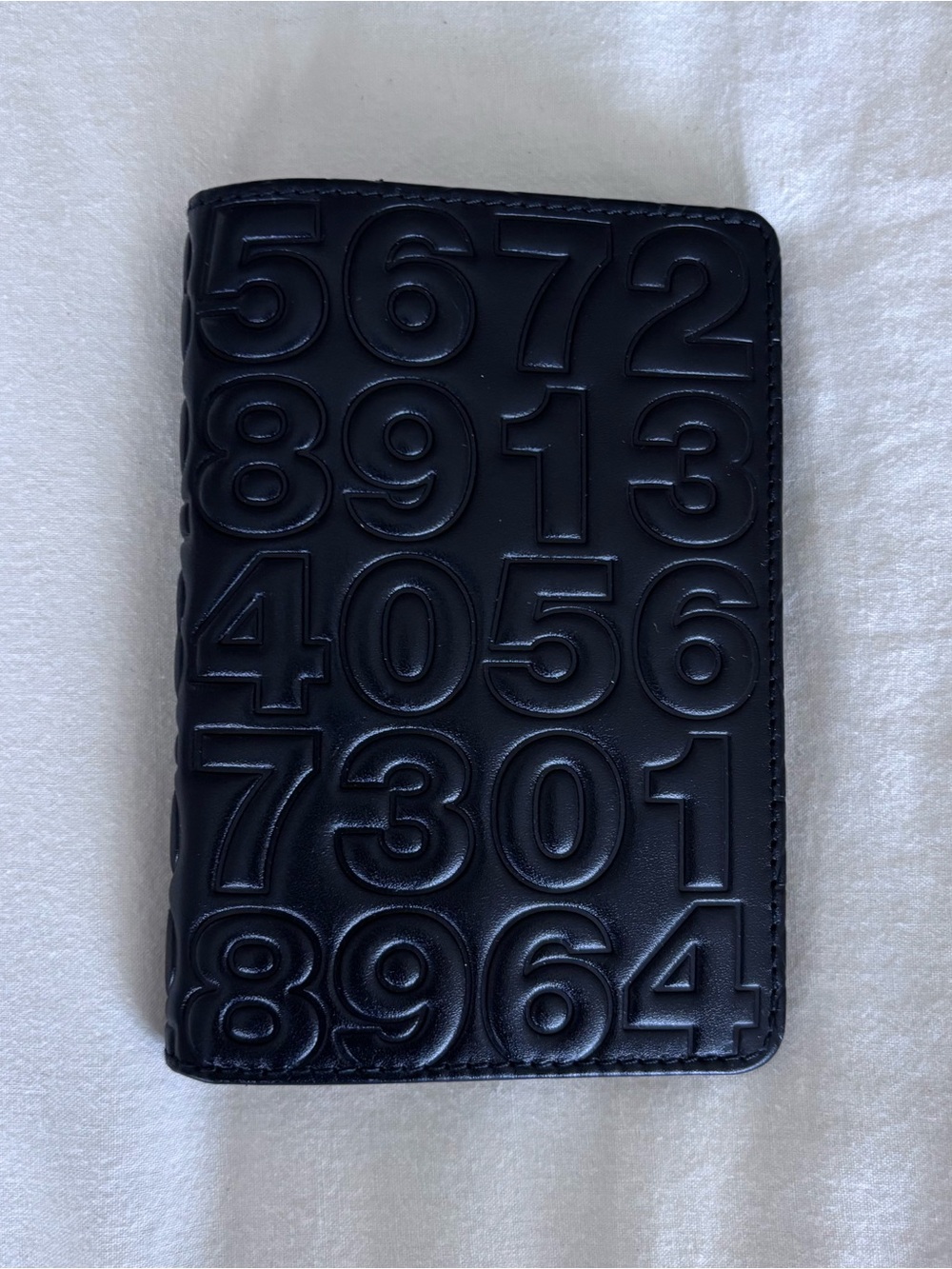 Comme des Garçons CdG Embossed Number Leather Wallet - Black NEW